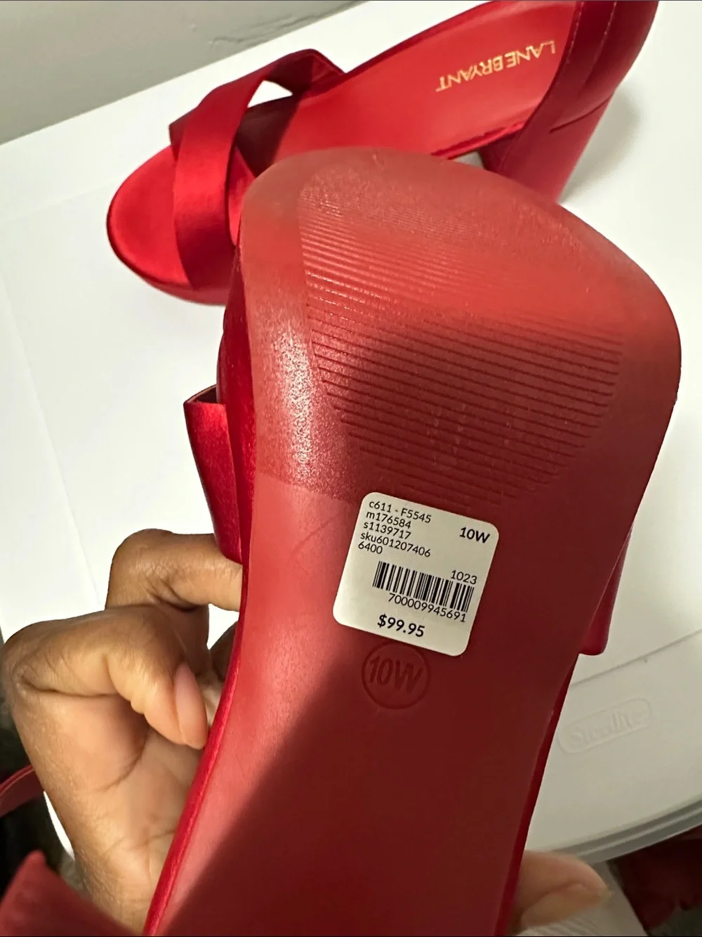 Red Satin Cross-Strap Women's Heels